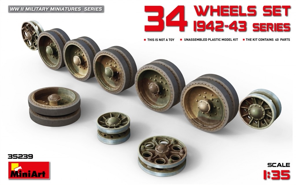 35239  дополнения из пластика  Танк-34 WHEELS SET 1942-43 series  (1:35)