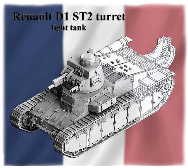 100062  техника и вооружение  Французский лёгкий танк Renault D1 с башней ST2  (1:100)