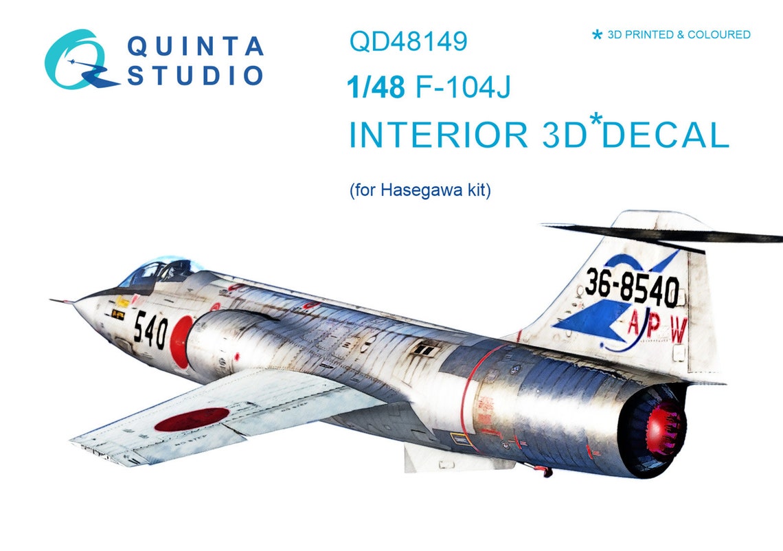 QD48149  декали  3D Декаль интерьера кабины F-104J (Hasegawa)  (1:48)
