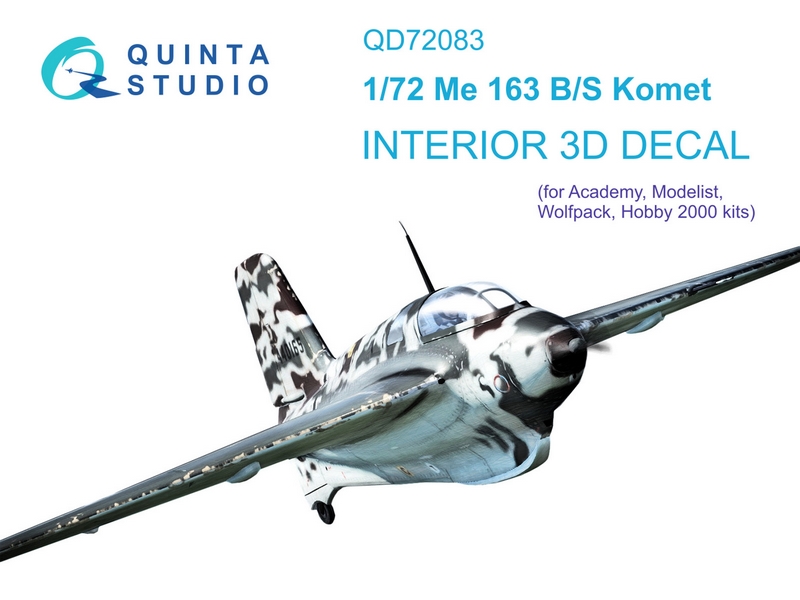 QD72083  декали  3D Декаль интерьера кабины Me 163 (Academy)  (1:72)