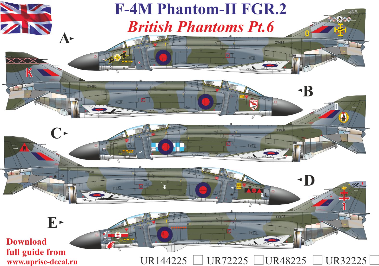 UR48225  декали  F-4M Phantom-II FGR.2, British Phantoms Pt.6  (1:48)