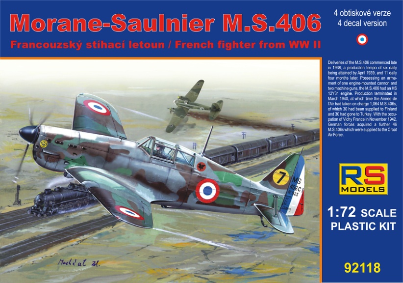 92118  авиация  Morane Saulnier MS.406 France 1940  (1:72)