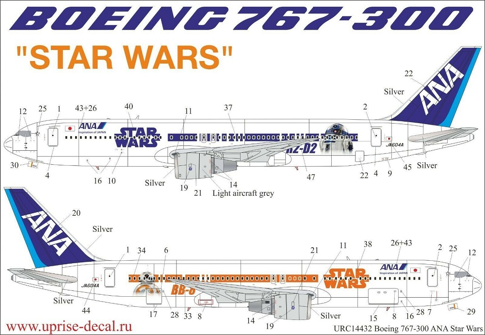 ошибURC14432  декали  Boeing 767-300ER ANA Star Wars  (1:144)