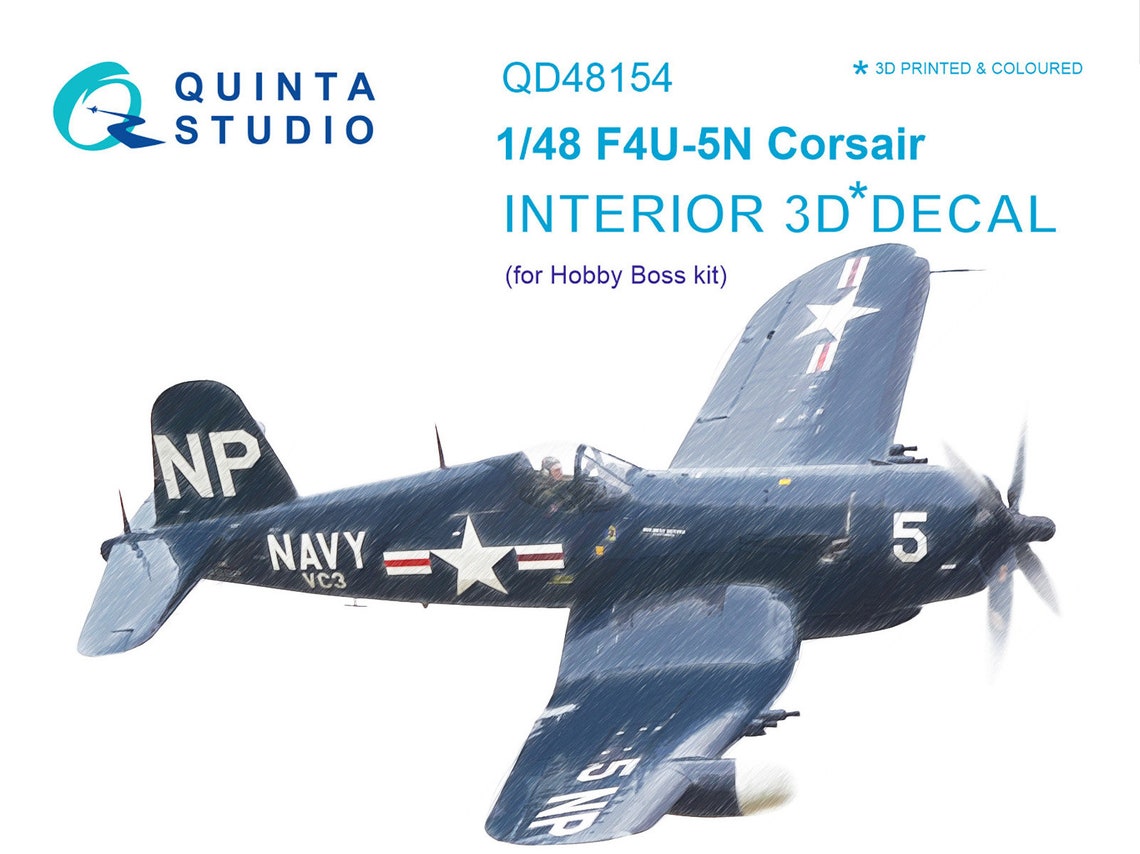 QD48154  декали  3D Декаль интерьера кабины F4U-5N (Hobby Boss)  (1:48)