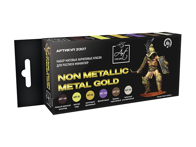 3307  краска  Pacific88 Набор красок Art color Non Metallic Gold, 6шт., арт.3307