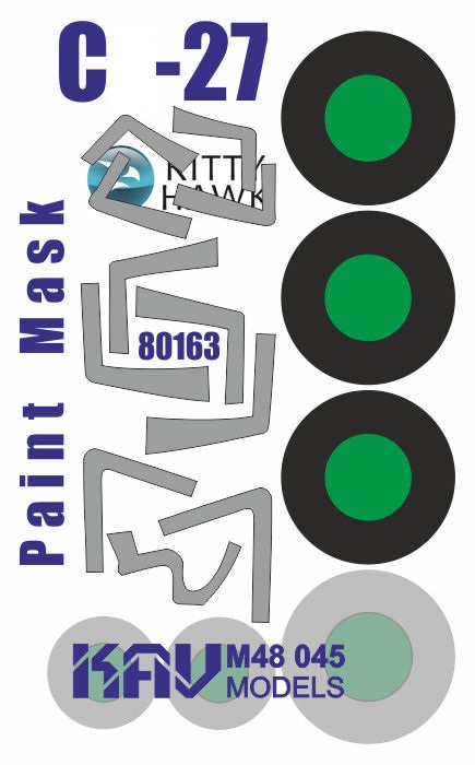 KAV M48 045  инструменты для работы с краской  Окрасочная маска С-27 (Kitty Hawk)  (1:48)