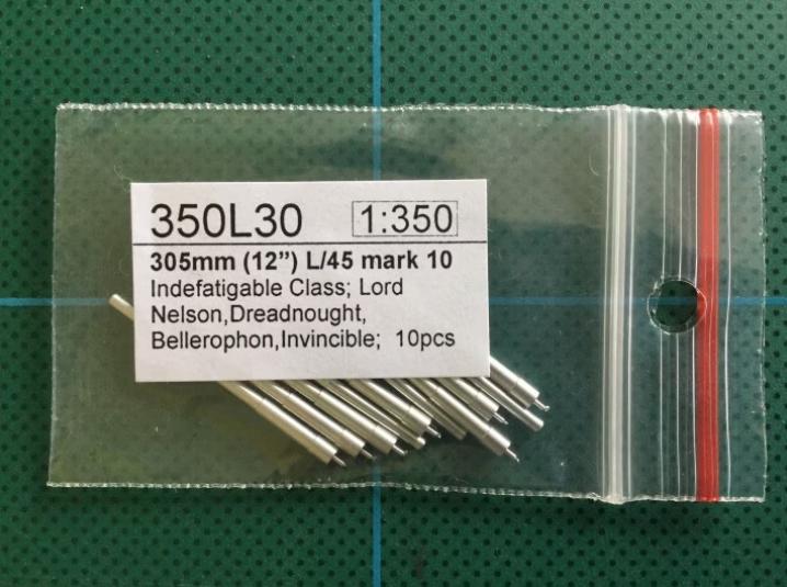 350L30  металлические стволы  305mm(12") L/45 mark10 Indefatigable Class 10шт.  (1:350)
