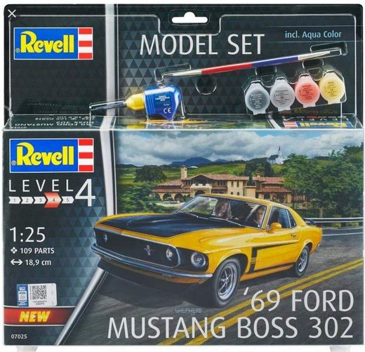67025  автомобили и мотоциклы  '69 Ford Mustang Boss 302 Model Set  (1:25)