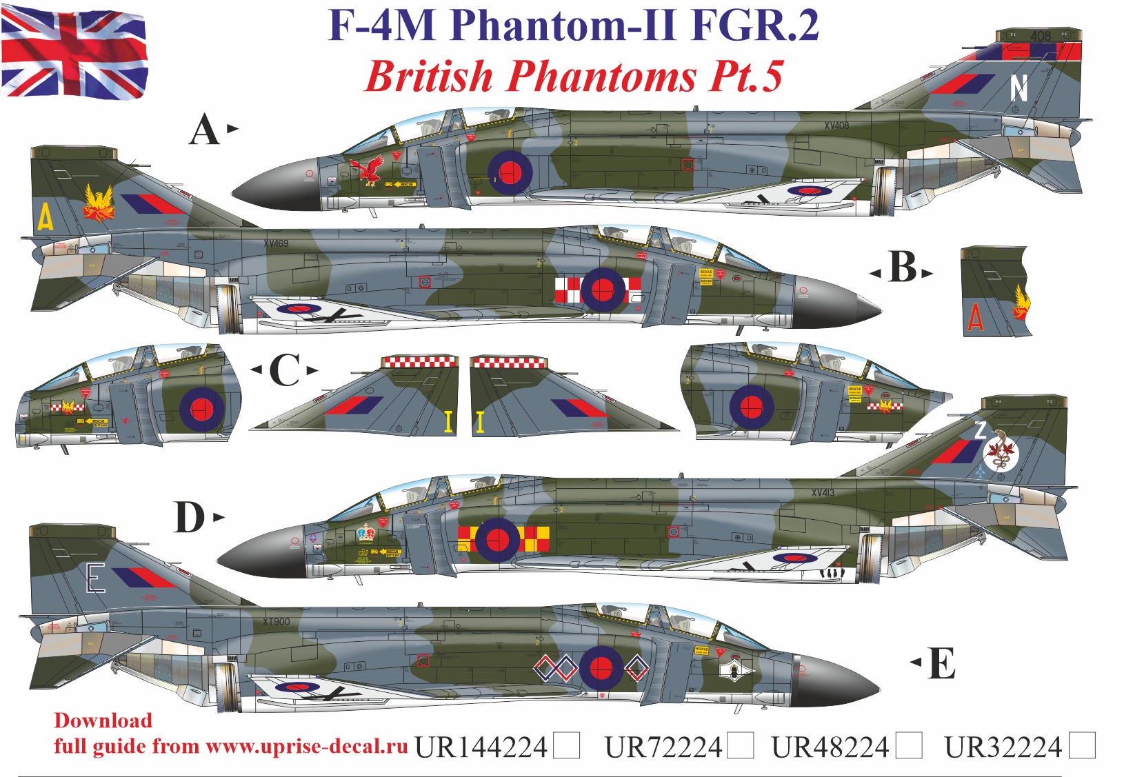 UR48224  декали  F-4M Phantom-II FGR.2, British Phantoms Pt.5  (1:48)