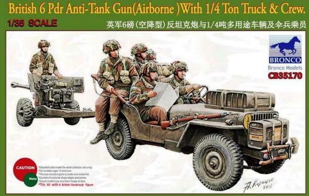 CB35170  техника и вооружение  British 6pdr Anti-Tank Gun (Airborne) With 1/4Ton Truck & Crew (1:35)