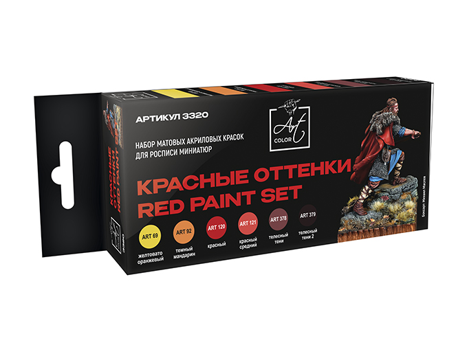 3320  краска  Pacific88 Набор красок Art color Красные оттенки (Red paint set), 6шт., арт.3320