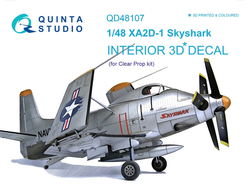 QD48107  декали  3D Декаль интерьера кабины XA2D-1 (ClearProp)  (1:48)