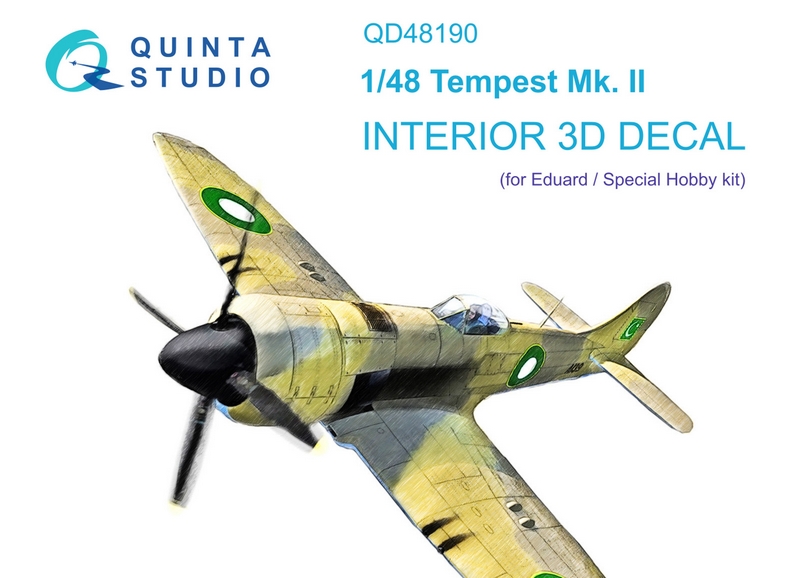 QD48190  декали  3D Декаль интерьера кабины Tempest Mk. II (Eduard) (1:48)