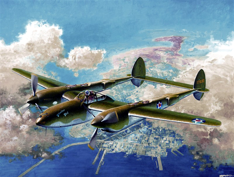 12208  авиация  P-38F Lightning "Glacier Girl"  (1:48)