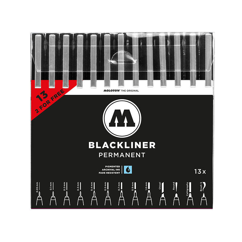 200495  краска  Набор линеров MOLOTOW Blackliner complete set 13 шт