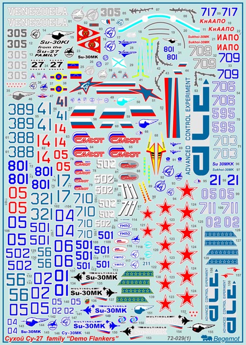 72029  декали  ОКБ Сухого С-27 демо-версии  (1:72)