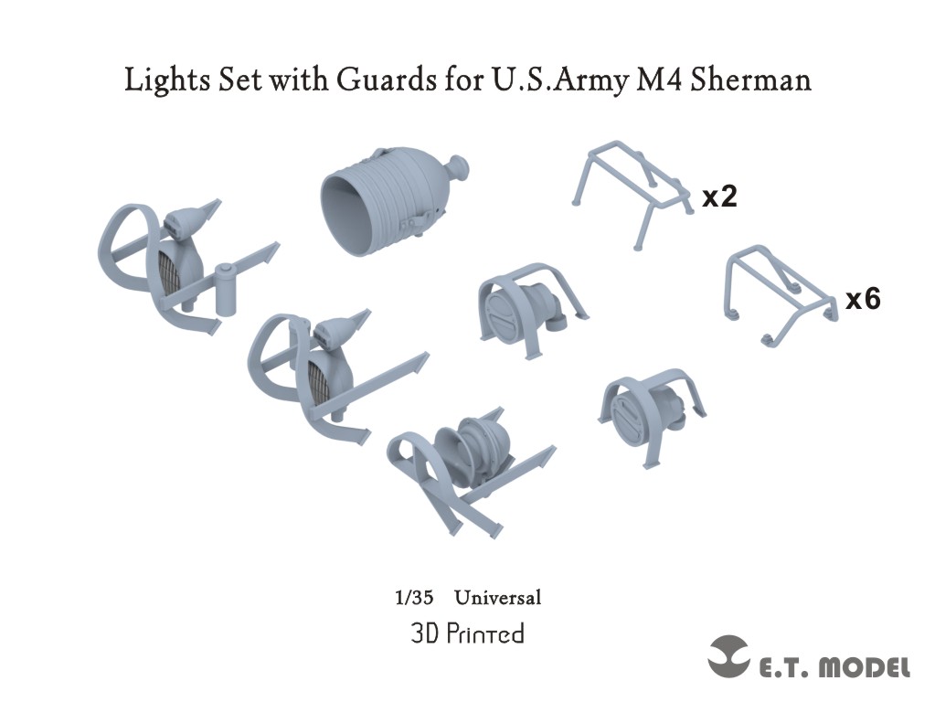 P35-260  дополнения из смолы  Lights Set With Guards For U.S.Army M4 Sherman (Universal)  (1:35)