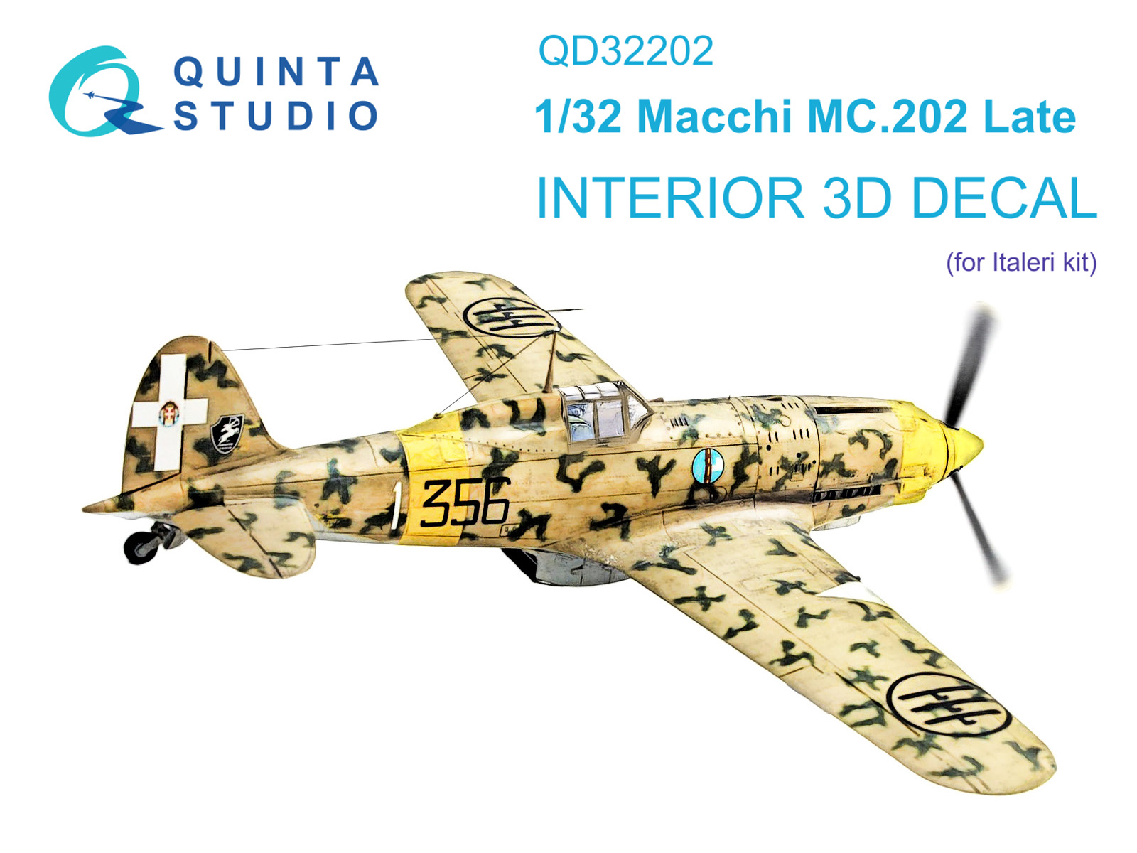 QD32202  декали  3D Декаль интерьера кабины Macchi MC.202 Folgore поздний (Italeri)  (1:32)