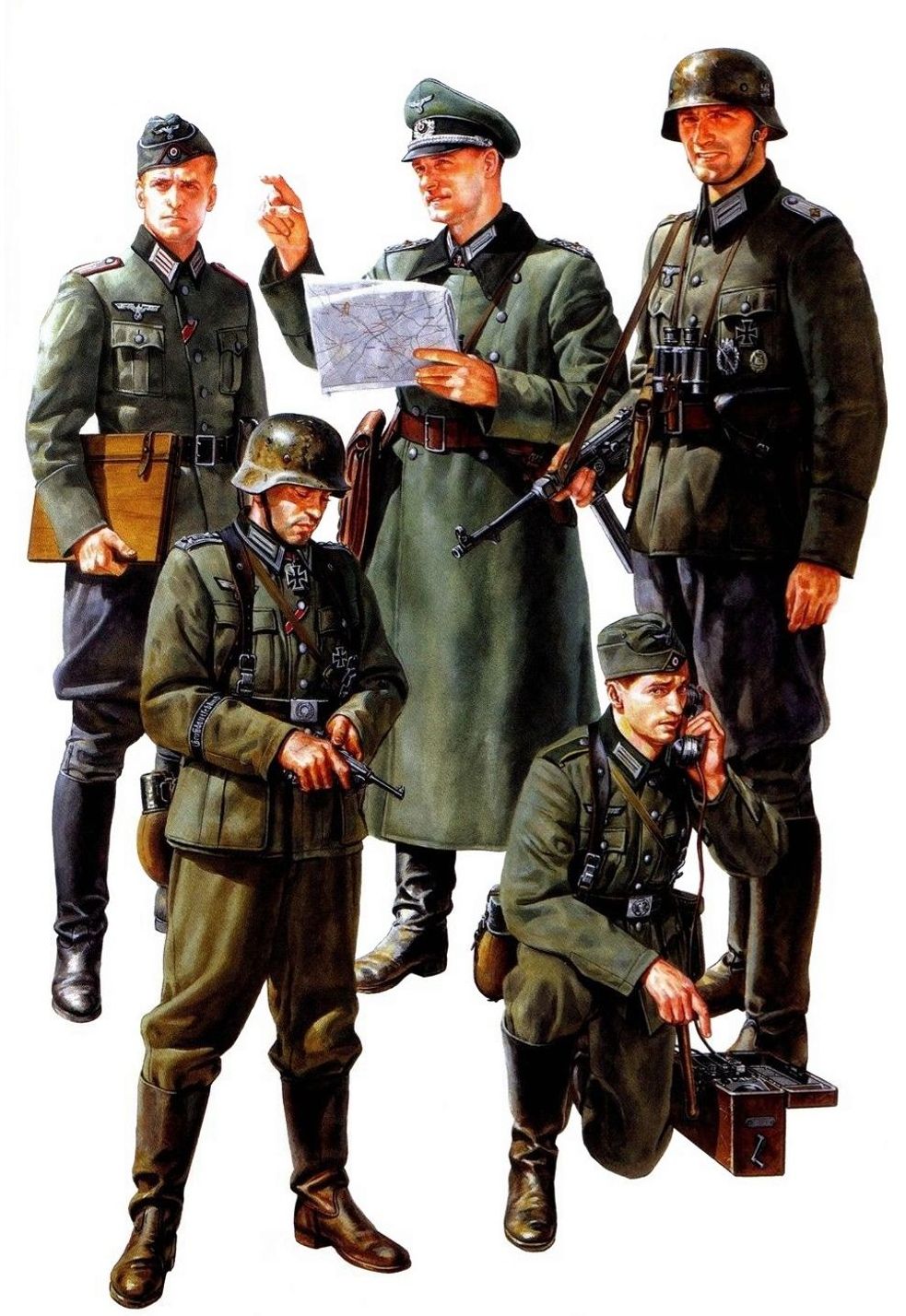 35298  фигуры  Немецкие офицеры, радист, набор вооружения и аммуниции (1:35)