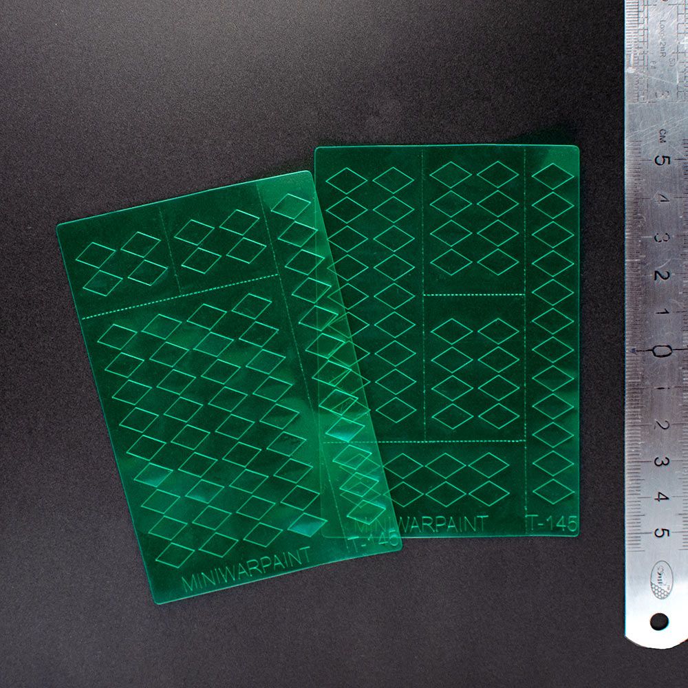 T-145  инструменты для работы с краской  Трафарет окрасочный ромбы, размер L, 7х11мм