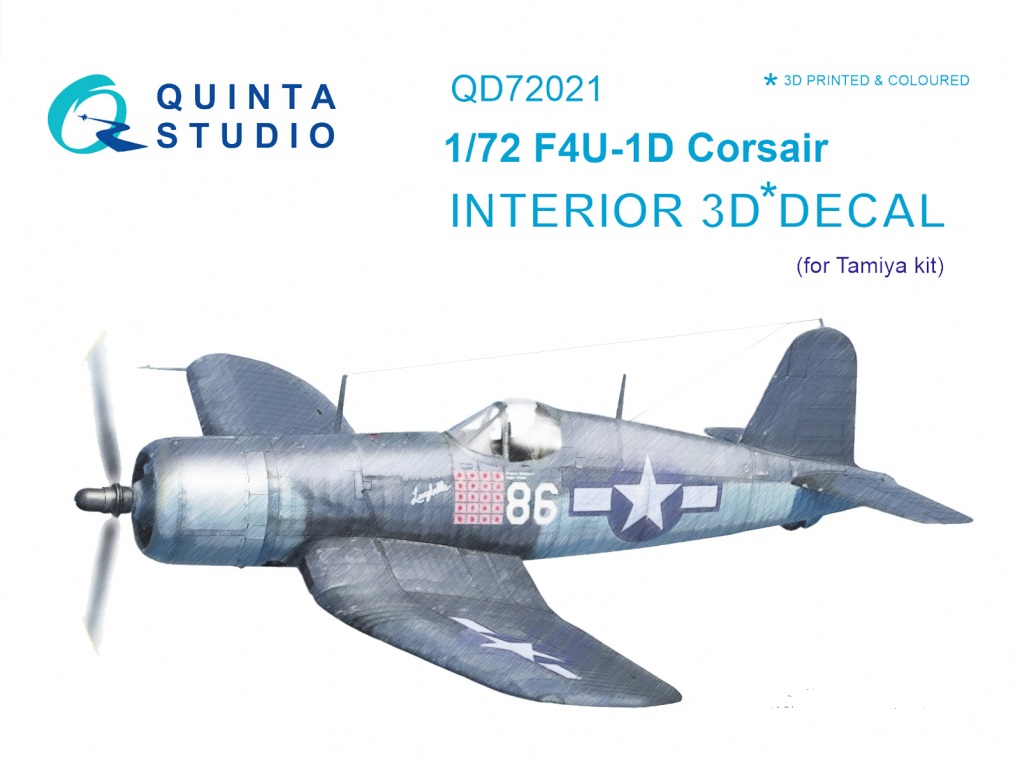 QD72021  декали  3D Декаль интерьера кабины F4U-1D Corsair (Tamiya)  (1:72)