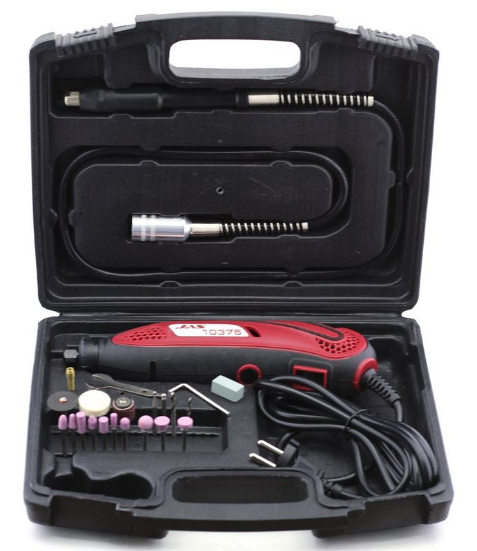 10375  электроинструмент  Бормашина 12В, 135Вт, 10000-32000 об/мин., гибкий вал. 40 предметов.