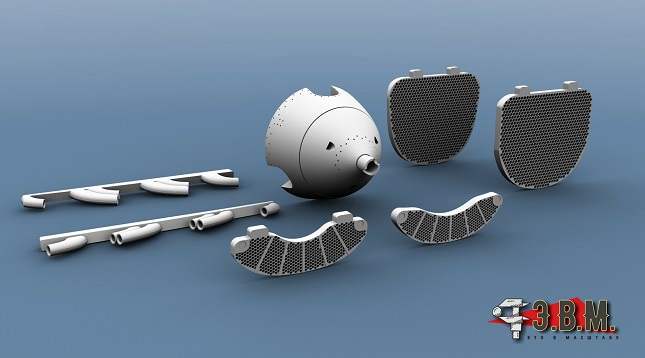 RS48095  дополнения из смолы  ЛаГГ-3 Выхлопные патрубки, Кок винта, Радиаторы. (3Д печать)  (1:48)