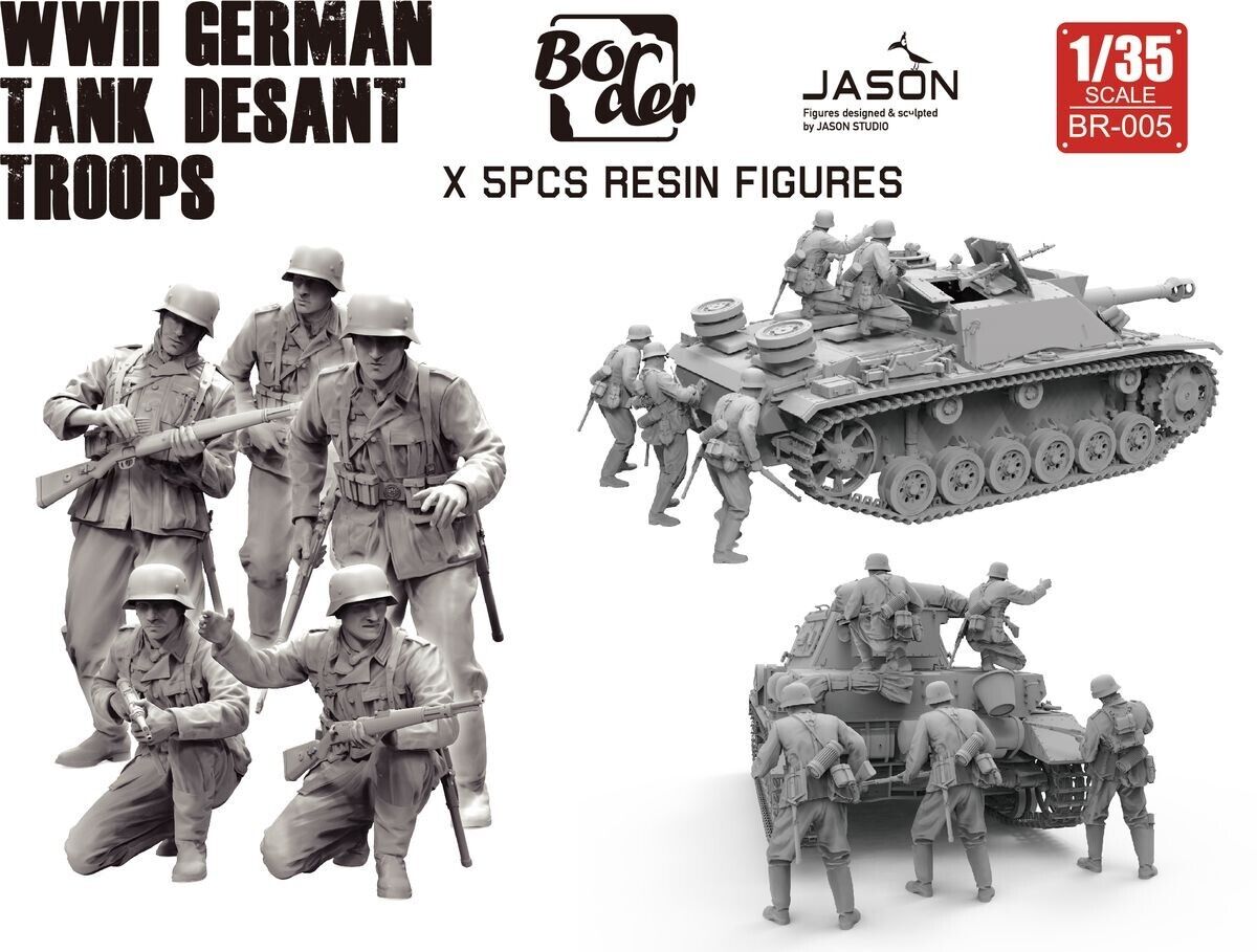 BR-005  фигуры  WWII German Tank Desant Troops (5 Pcs. resin figures)  (1:35)
