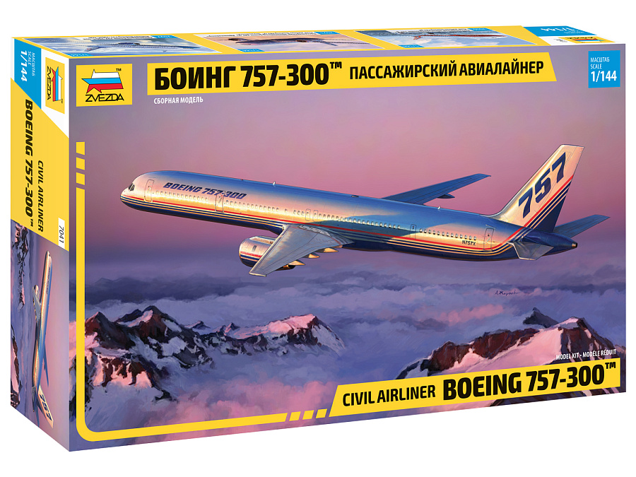 7041  авиация  Пассажирский авиалайнер Боинг 757-300  (1:144)