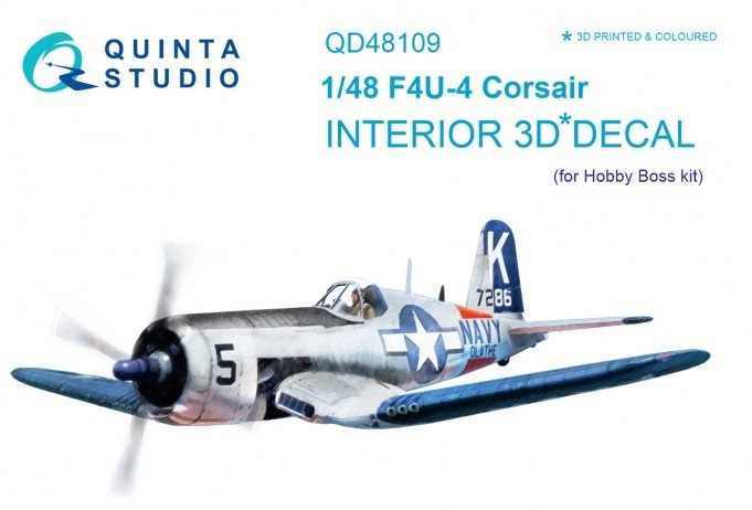 QD48109  декали  3D Декаль интерьера кабины F4U-4 (HobbyBoss)  (1:48)