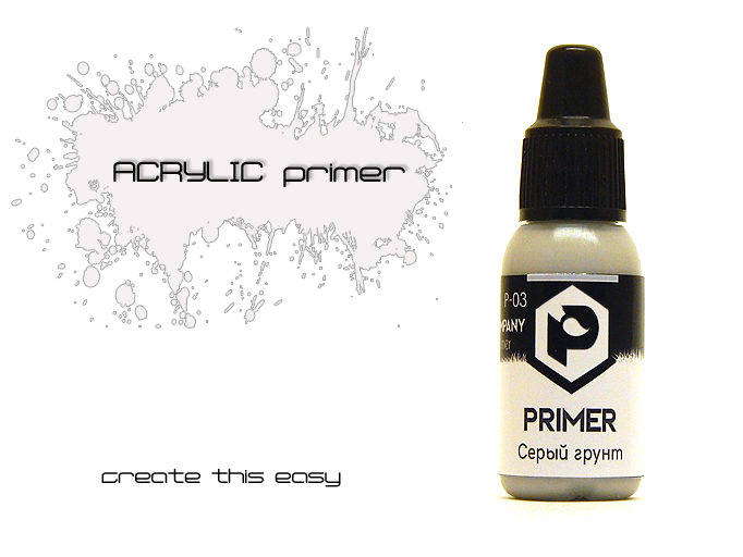 P03  грунтовка  Pacific88 Грунт ACRYLIC Серый (Grey primer) 10мл., арт.P03