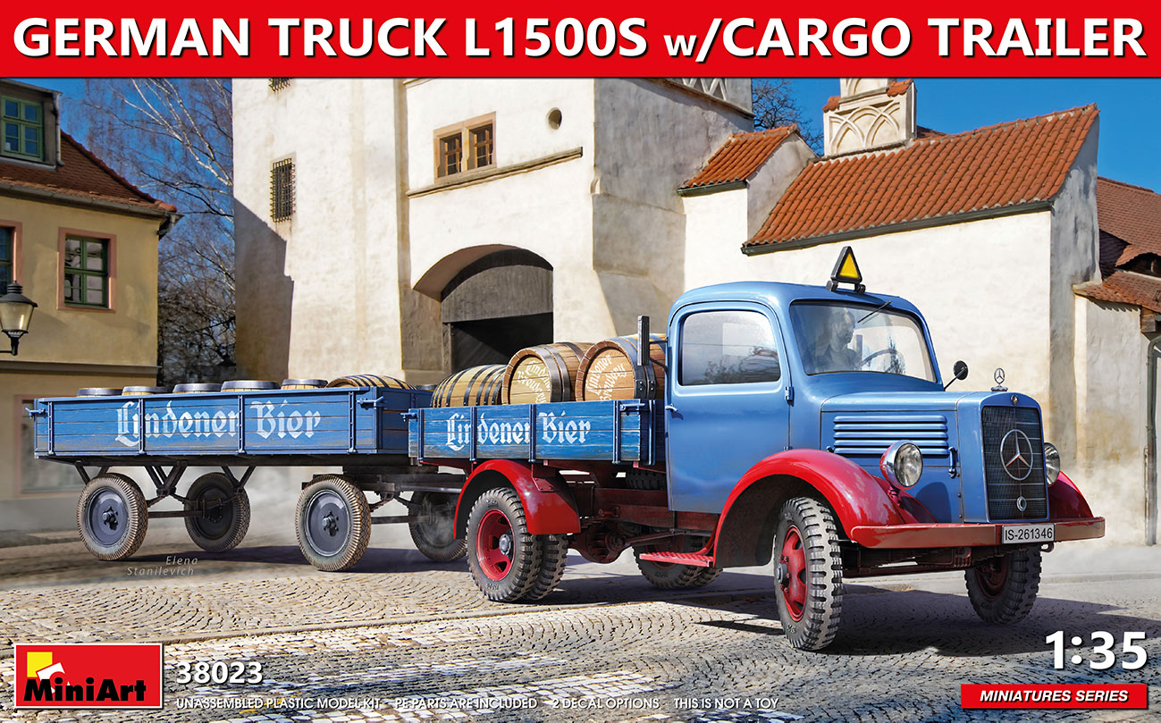 38023  техника и вооружение  GERMAN TRUCK L1500S w/CARGO TRAILER  (1:35)