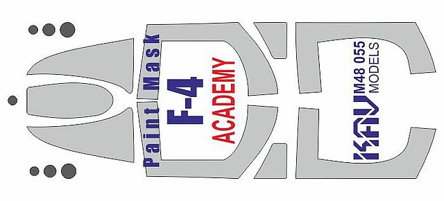 KAV M48 055  инструменты для работы с краской  Маска на остекление  F-4 Phantom II (Academy)  (1:48)
