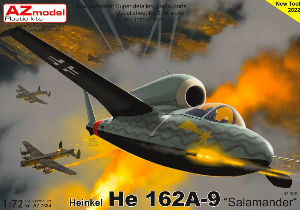 AZ7834  авиация  Heinkel He 162A-9 "Salamander" JG300  (1:72)