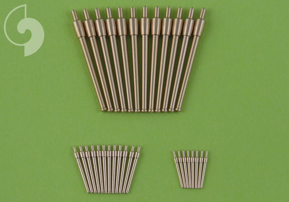 SM-350-023  металлические стволы  крейсер Варяг (1899 г.) 152мм(12шт), 75мм(12шт), 47мм(8шт) (1:350)