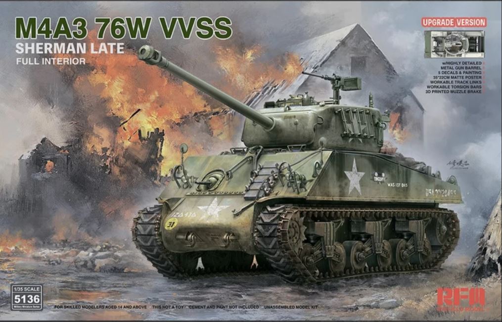 RM-5136  техника и вооружение  M4A3 Sherman 76W VVSS Late w/Interior Upgrade Version  (1:35)