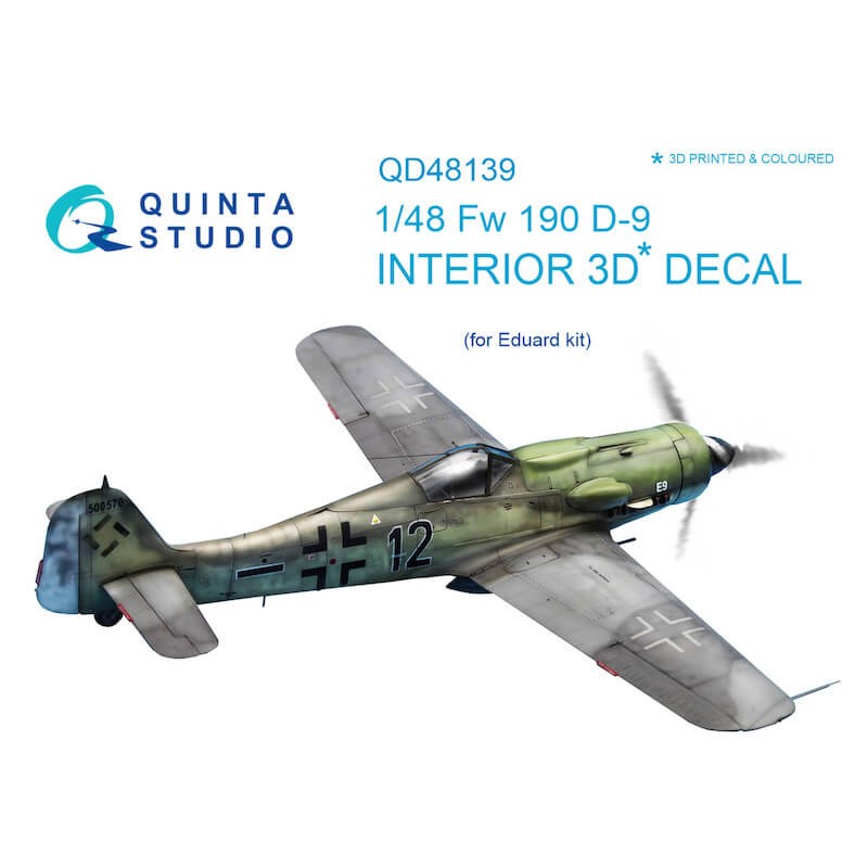 QD48139  декали  3D Декаль интерьера кабины FW 190D-9 (Eduard)  (1:48)