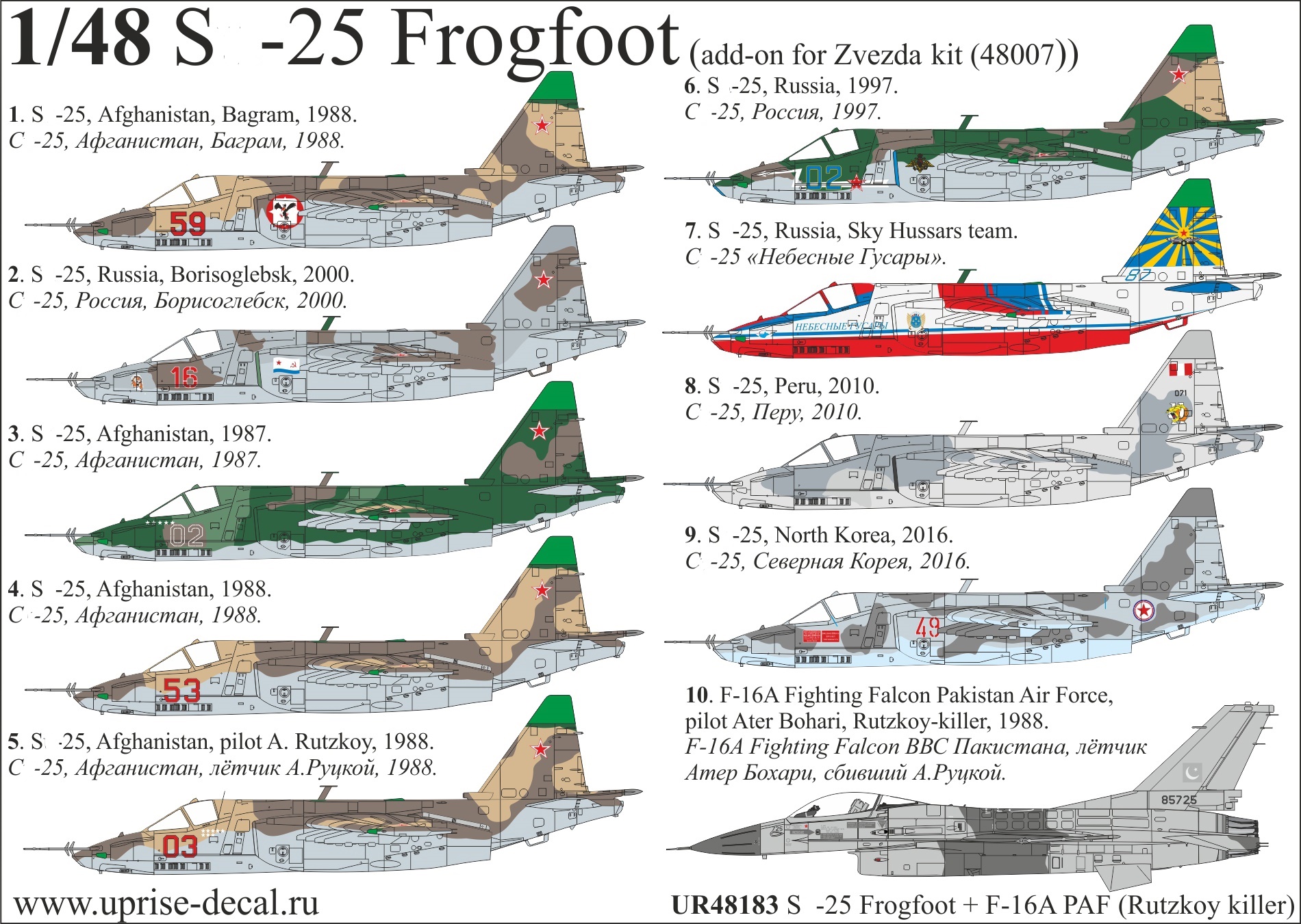 UR48183  декали  S-25 for Zvezda kit  (1:48)