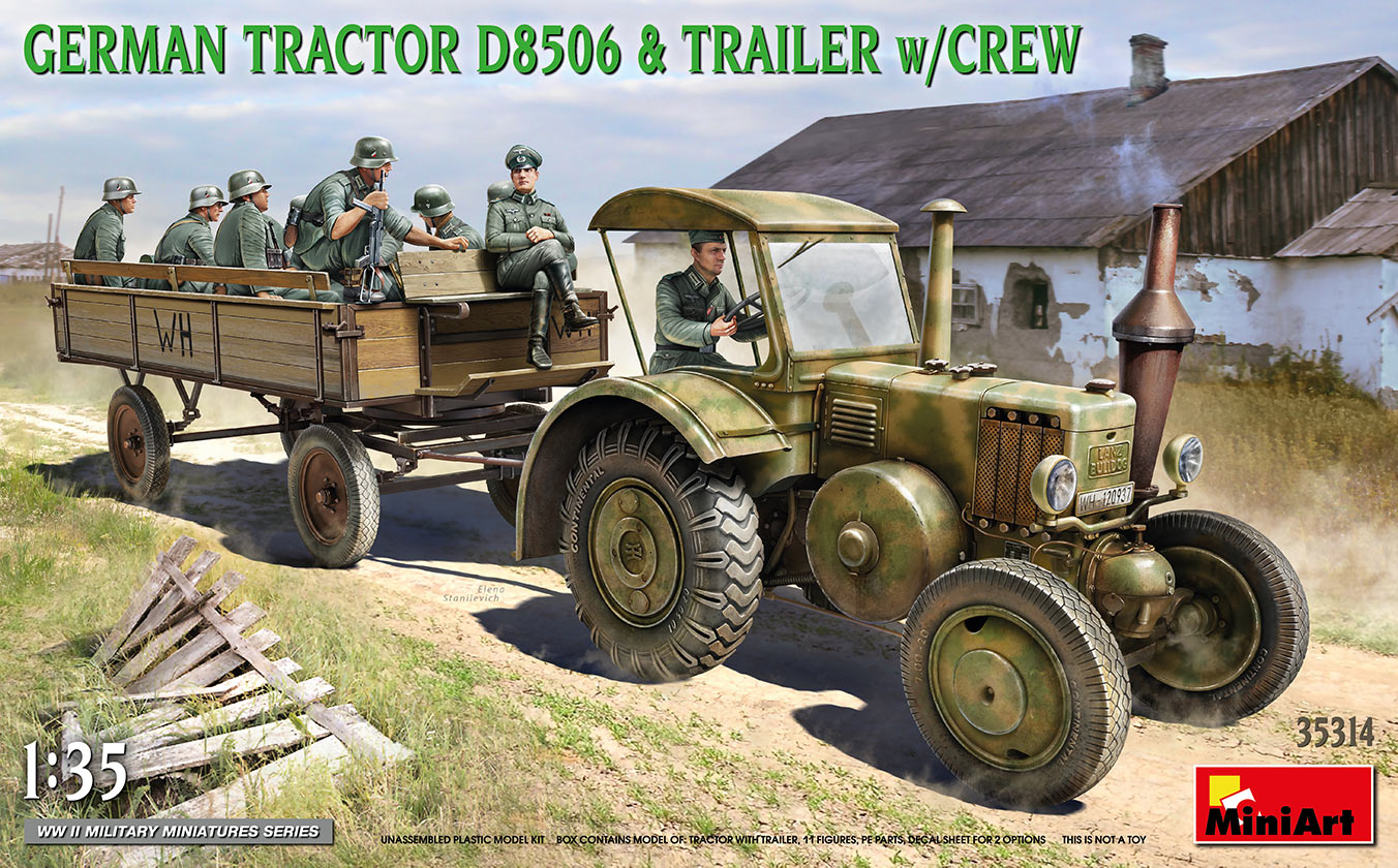 35314  техника и вооружение  GERMAN TRACTOR D8506 & TRAILER w/CREW  (1:35)