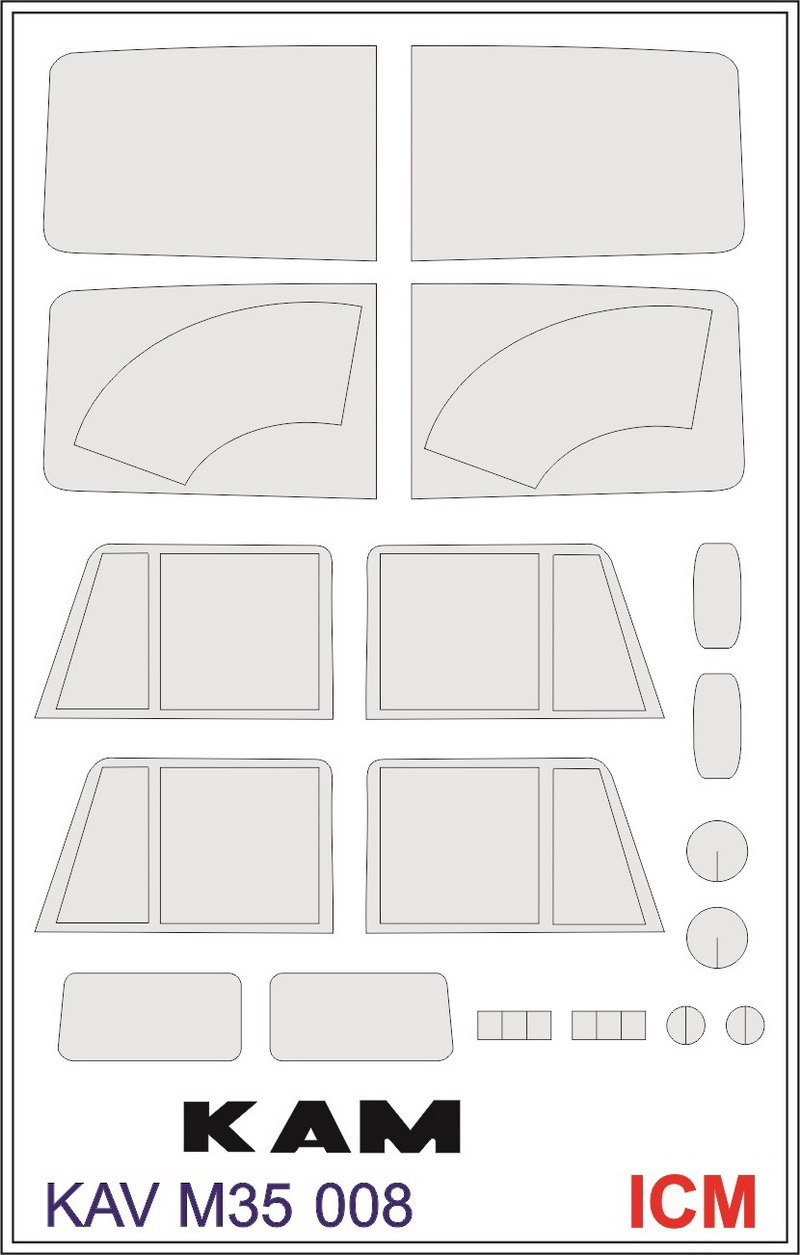 KAV M35 008 Маски окрасочные   Окрасочная маска на остекление ICM 35001  (1:35)