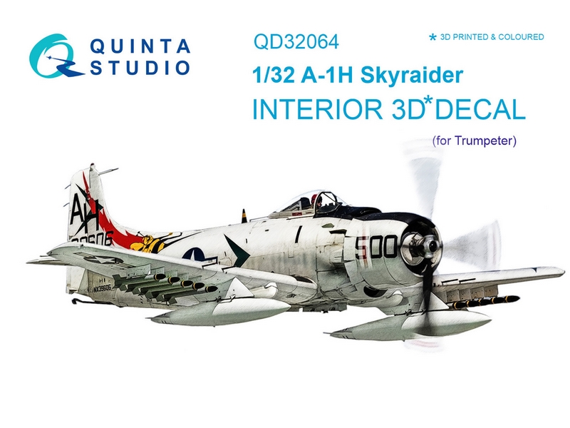 QD32064  декали  3D Декаль интерьера кабины A-1H Skyraider (для модели Trumpeter)  (1:32)