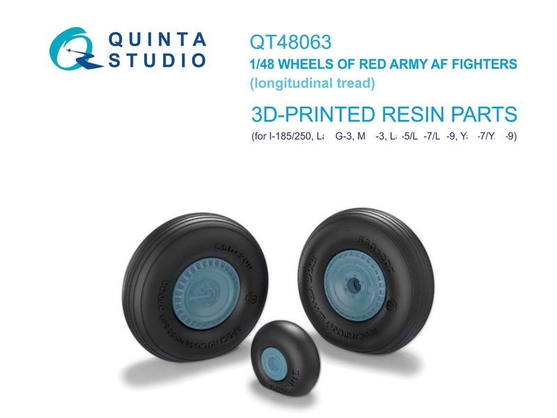 QT48063  дополнения из смолы  Колеса ЛаГГ-3, Л@-5/Л@-7/Л@-9, ОКБ Яковлева-7/-9, И-185/250 (1:48)