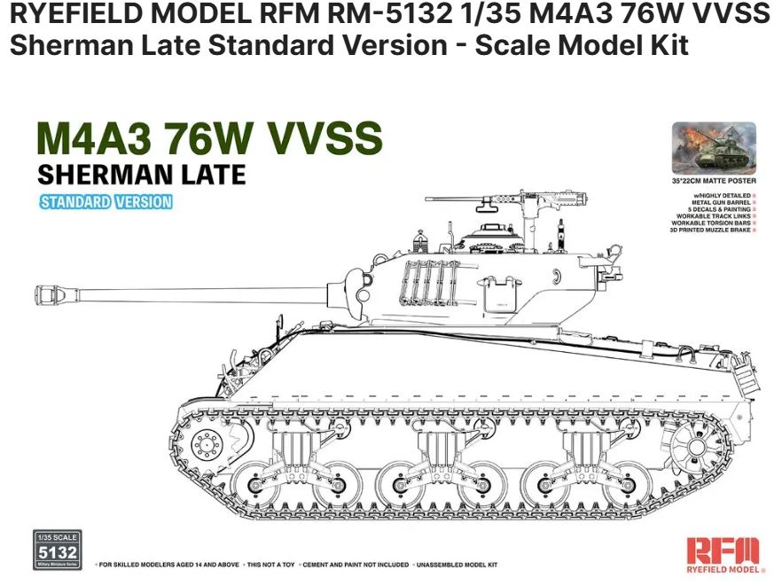 RM-5132  техника и вооружение  M4A3 Sherman 76W VVSS Late Standard Version  (1:35)