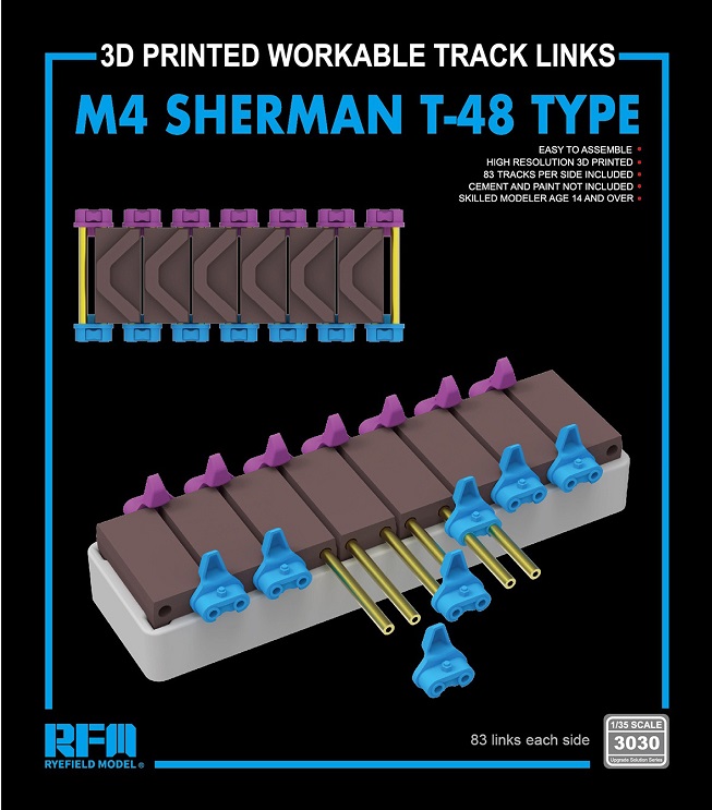 RM-3030  траки наборные  M4 SHERMAN T-48 type workable tracks (3D PRINTED)  (1:35)