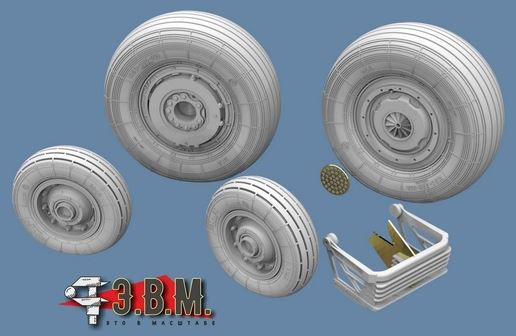 RS48009  дополнения из смолы  Колеса шасси ОКБ Сухого-57  (1:48)
