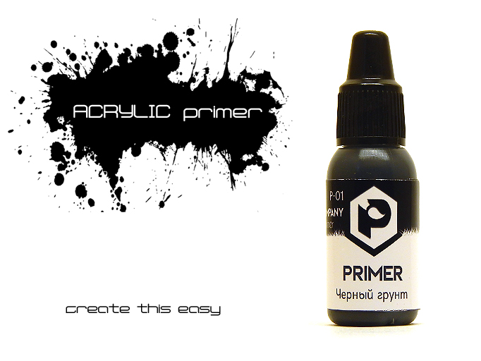 P01  грунтовка  Pacific88 Грунт ACRYLIC Черный (Black primer) 10мл., арт.P01