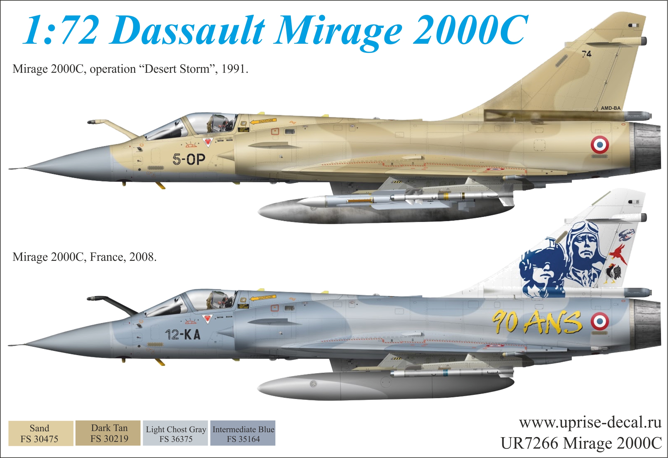 UR7266  декали  Mirage 2000C Desert Storm &"90-ans"  (1:72)