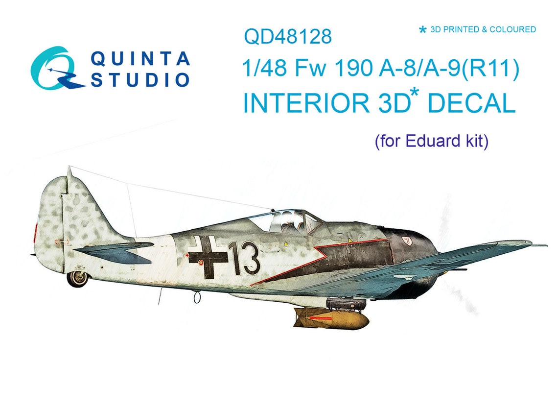 QD48128  декали  3D Декаль интерьера кабины Fw 190 A-8/A-9 (R11) (Eduard)  (1:48)