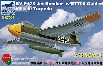 GB7007  авиация  Blohm & Voss BV P178 Jet Bomber w/ BT700 Guided Missile Torpedo  (1:72)
