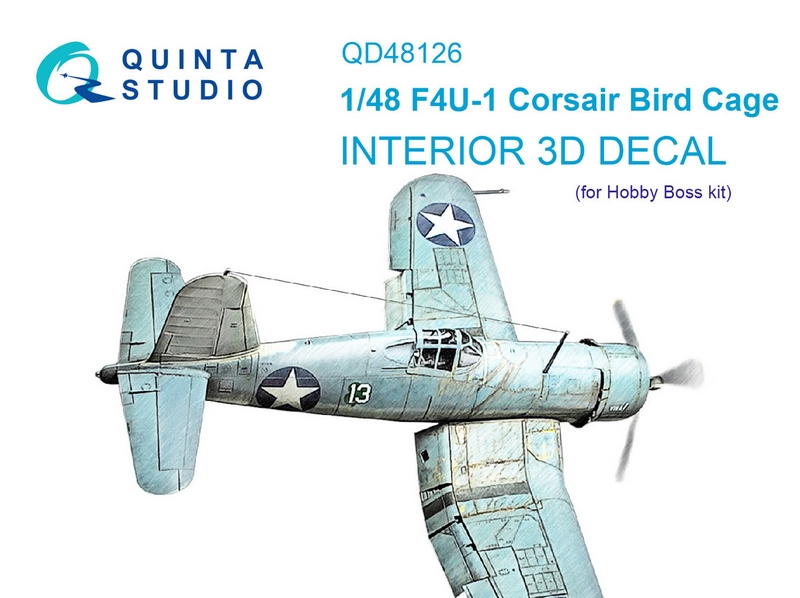 QD48126  декали  3D Декаль интерьера кабины F4U-1 Corsair (Hobby Boss)  (1:48)